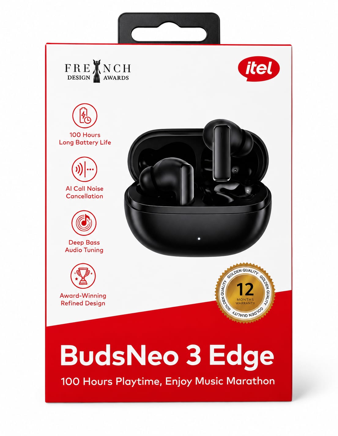 Itel Buds Neo 3 Edge Wireless Earbuds Bluetooth 5.3 AI ENC Noise Cancellation 100H Playtime IPX5 Deep Bass Gaming Earphones